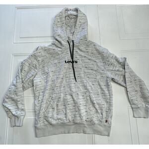 Levi’s Brand White Logo Tag Pullover Hoodie Hooded Sweatshirt Size M Medium